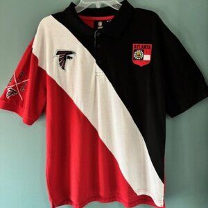 Atlanta Falcons XL Red Black White Colorblock Polo Shirt Team Apparel Patch Fan